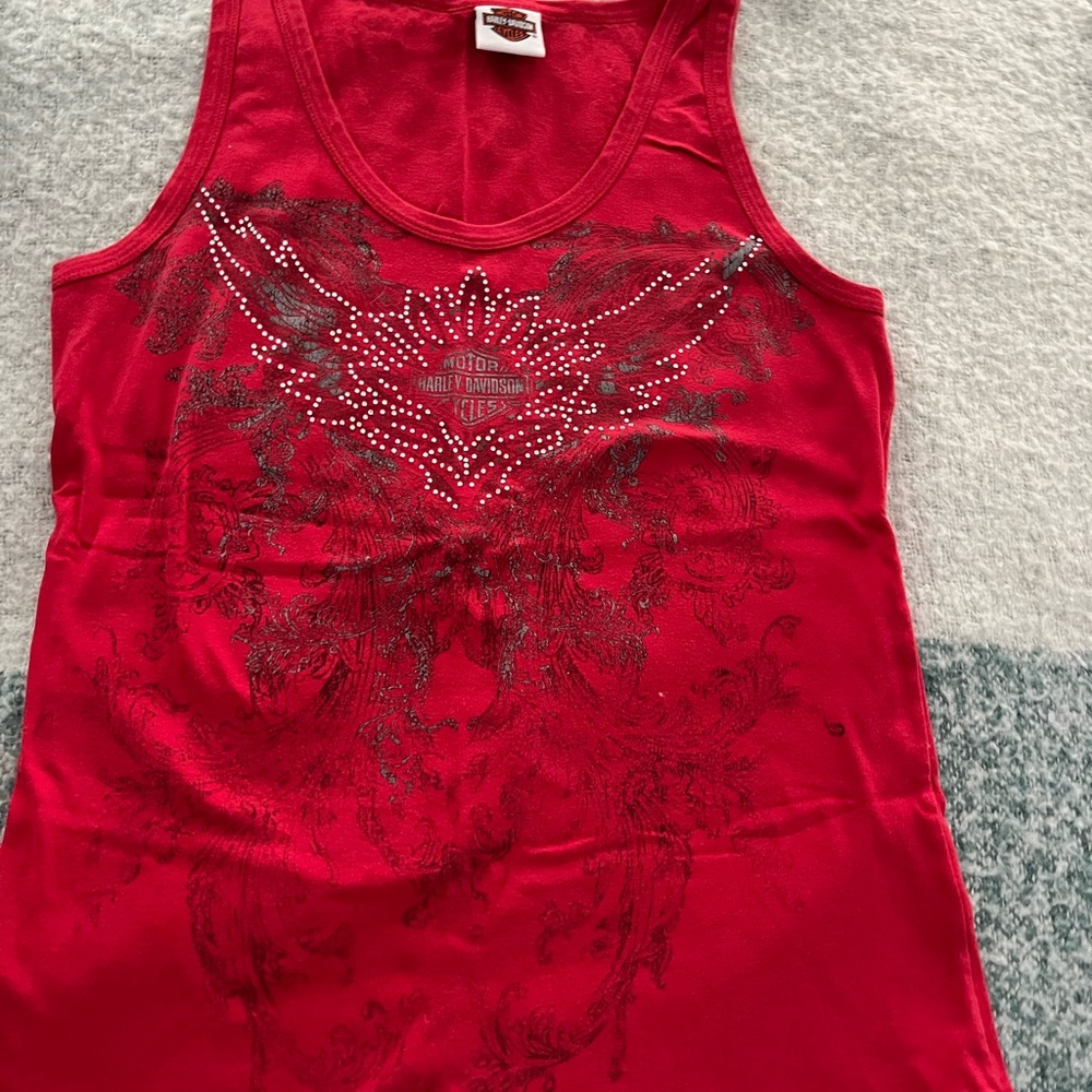 Harley-Davidson Red Tank Top with Black Design